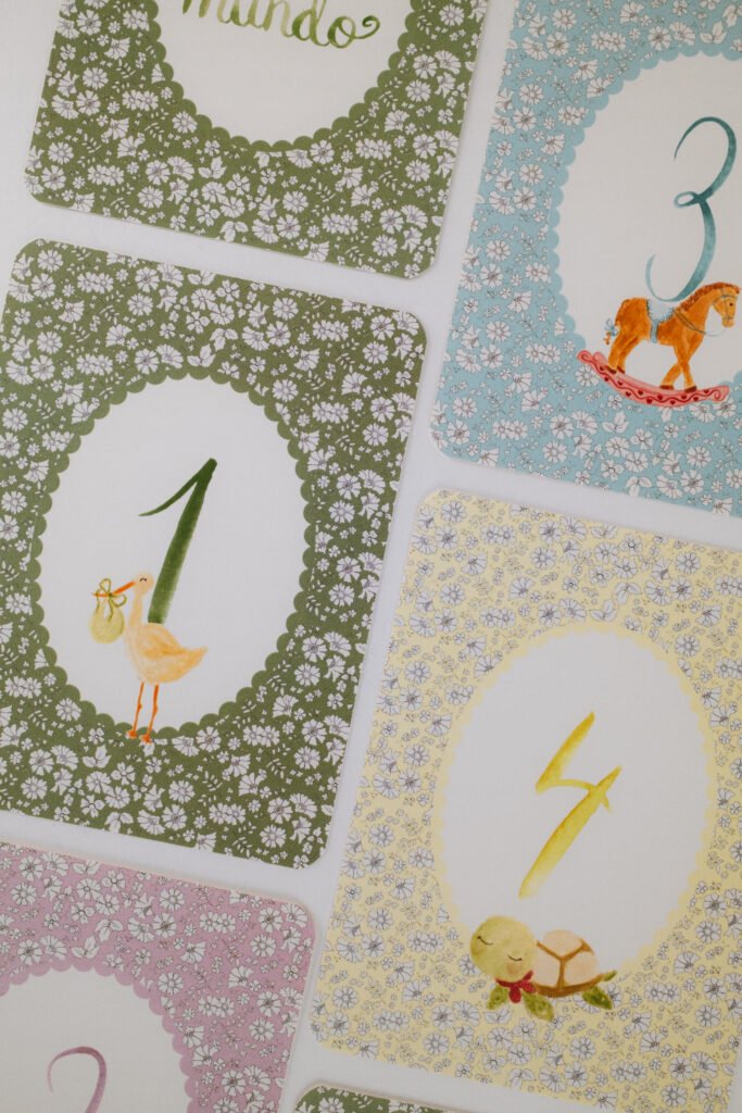 papelería tarjetas cumple mes acuarela